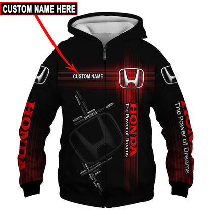 Honda Unisex Hoodies T-shirts Custom Name All Over Print V03