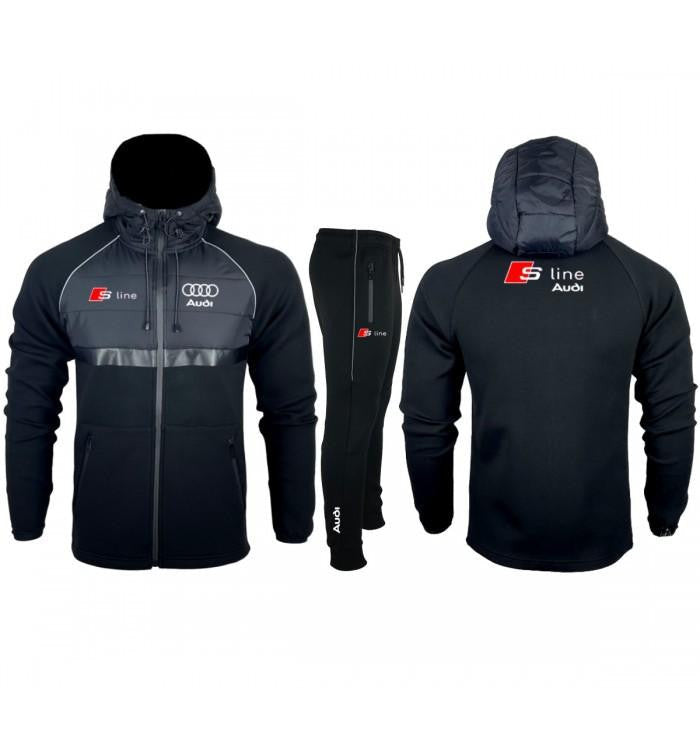 Audi S line Quattro black quilted bi-material Tracksuit