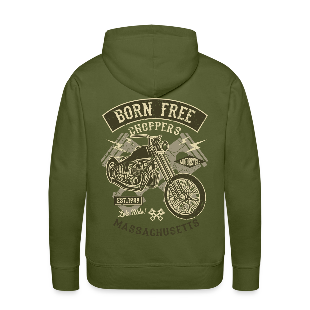 Born Free Choppers Motorcycle Men’s Premium Hoodie - olive green