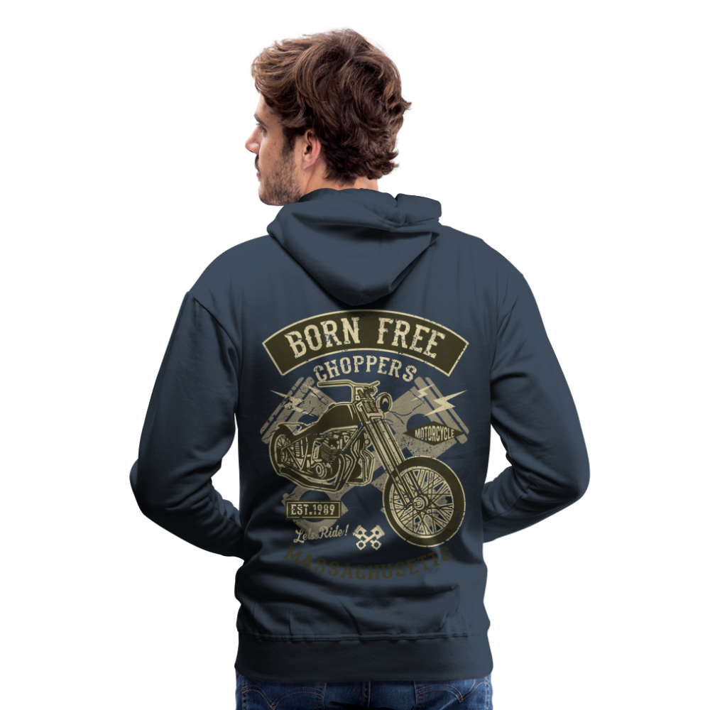 Born Free Choppers Motorcycle Men’s Premium Hoodie - navy