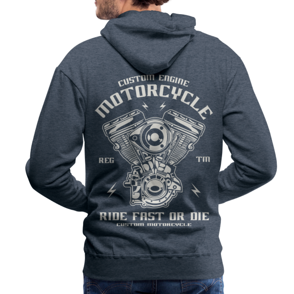 Ride Fast or Die Motorcycle Men’s Premium Hoodie - heather denim