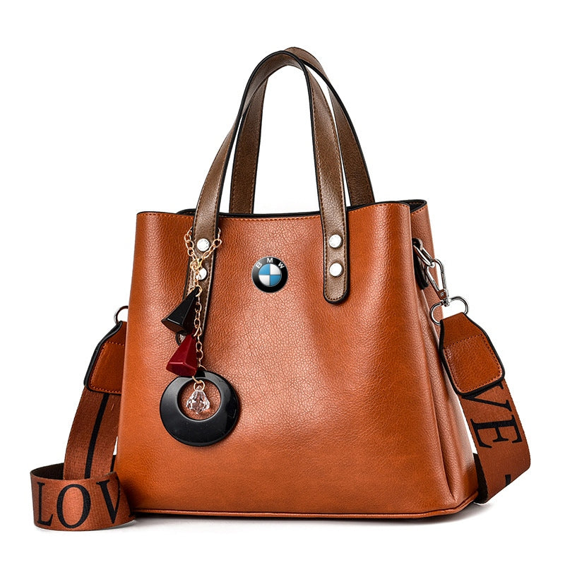 BMW Luxury Leather Women Handbag-bag-Driver Apparel-Brown-Driversapparel.com