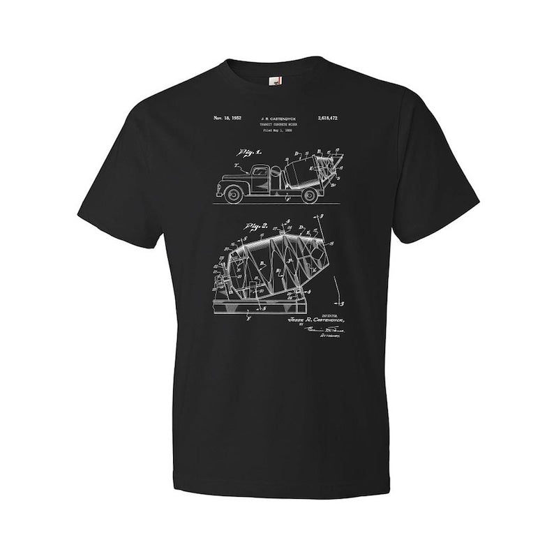 Blueprint Cement Mixer Truck Shirt for Construction Workers_driver_clothing_drivi.store