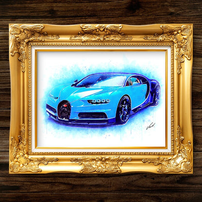 Impression d'art de supercar à l'aquarelle - Cadeau unique pour les passionnés de voitures