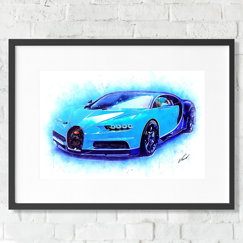 Impression d'art de supercar à l'aquarelle - Cadeau unique pour les passionnés de voitures