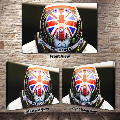 Canvas Print: Hamilton's Silverstone Union Jack Helmet