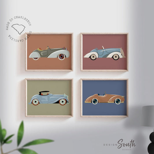 Vintage Car Collection Nursery Wall Art