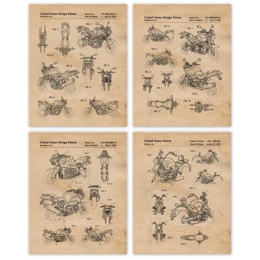 Vintage Motorcycle Patent Prints: Unframed Wall Decor for Enthusiasts_driver_clothing_drivi.store