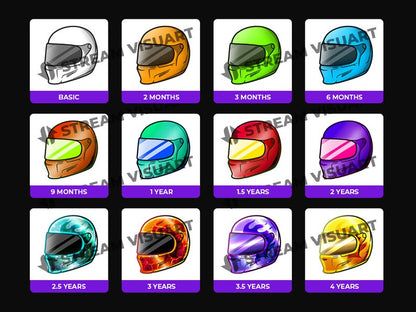 Badges d'abonnement Twitch pour casque de motard