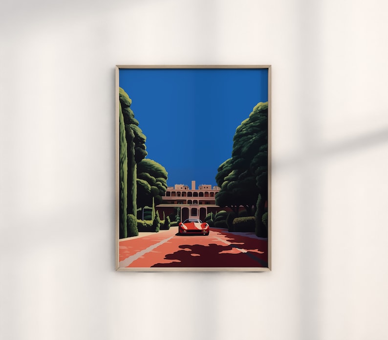 Hiroshi Nagai's Digital Ferrari Art: Retro Car Decor Trio