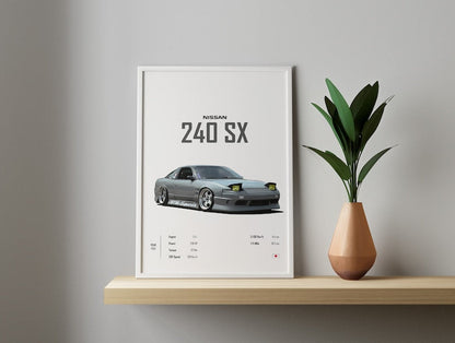 Nissan 240SX Car Poster Digital Download_driver_clothing_drivi.store