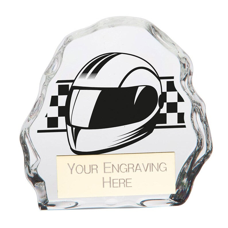 Mystique Motorsport Glass Award Trophy with Free Engraving