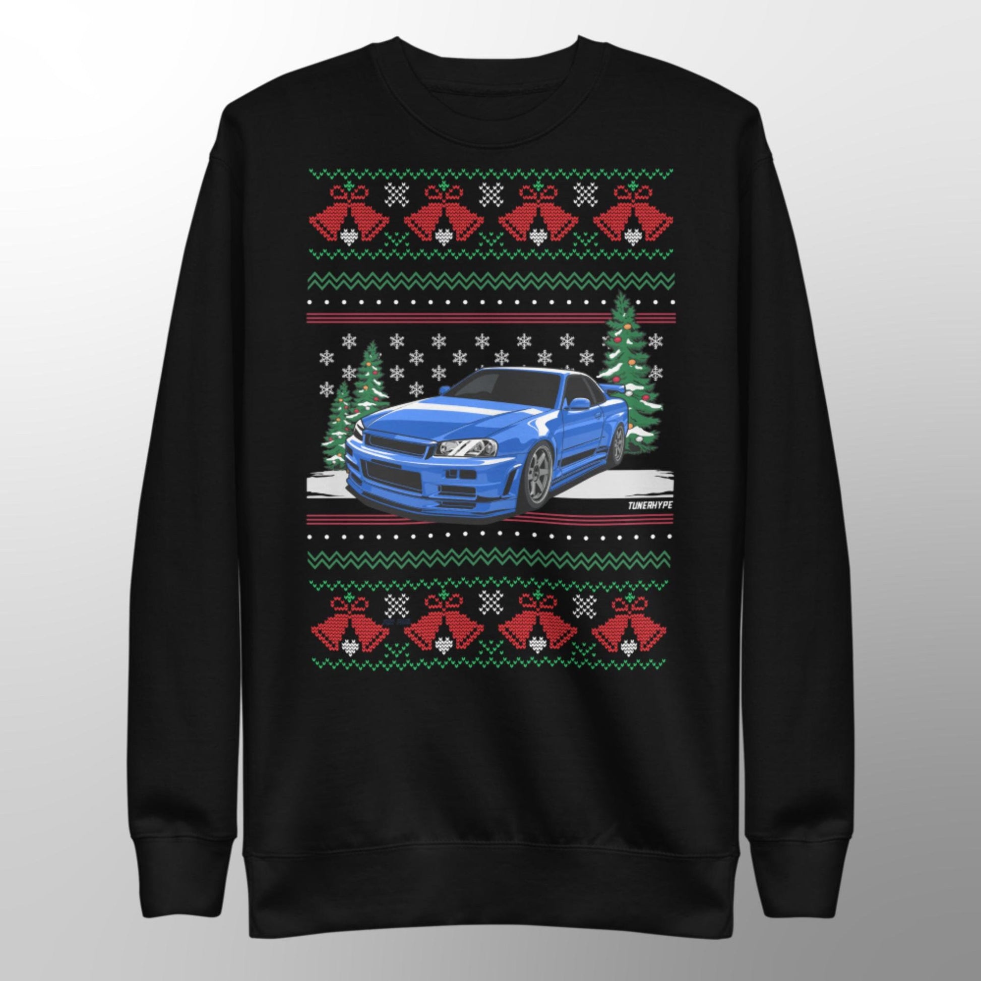 Ugly Christmas Sweater - Nissan Skyline R34 GT-R - Extra Comfy Premium Blend Hoodie