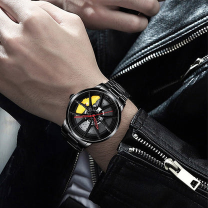 Orologio con Ruota in Lega di Potenza BMW M3 Gialla Statica, Accessori per Appassionati di Auto