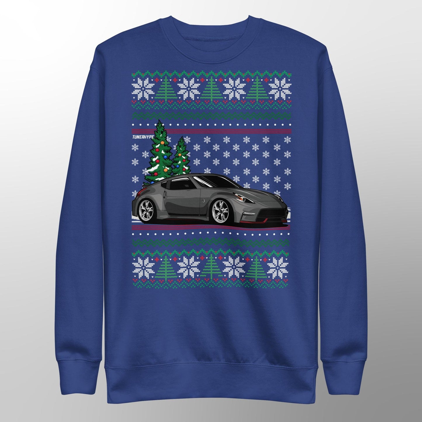 Pull de Noël moche - Nissan 370z en gris - Pull de Noël moche - Cadeau de vacances pour les passionnés de voitures, Cadeau de Noël amusant, Cadeau Nissan - Cadeau 350z