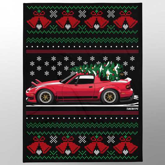 Hässliche Weihnachtsdecke - Mazda Miata in Rot - Hässlicher Weihnachtspullover, Weihnachtsgeschenk für Autofahrer, Lustiges Weihnachtsgeschenk, Hässlicher Weihnachtspullover