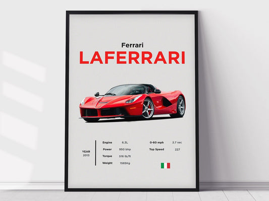 Impression d'affiche numérique LaFerrari, décoration de chambre de garçon, art de bureau à domicile, décoration de chambre, affiches numériques, affiches de voiture