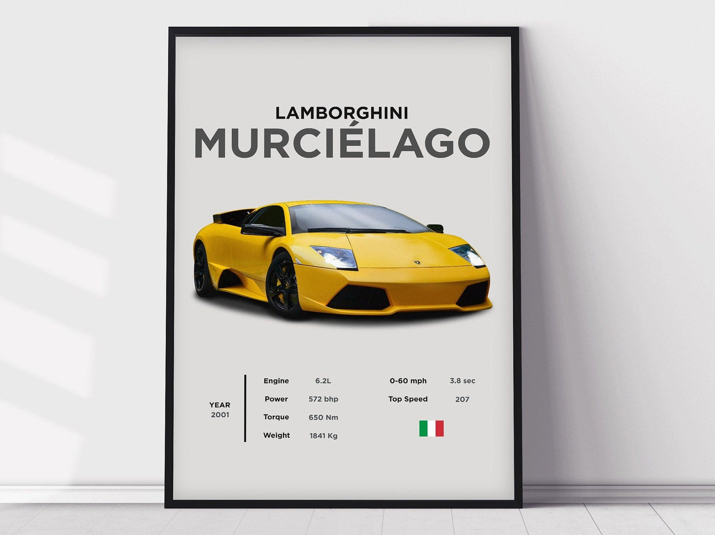 Lamborghini Murciélago Print, Boys Room Decor, Home Office Art, Room Decor, Digital Posters, Car Posters