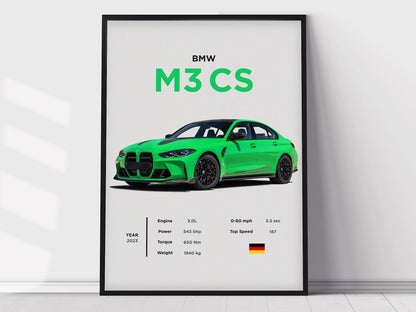 BMW M3 CS Poster, Boys Room Decor, Home Office Art, Room Decor, Digital Posters, Car Posters, Luxury Cars