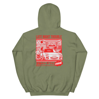 Embroidered "Late Night Trouble" JDM Hoodie