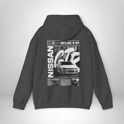 Nissan Skyline R34 Hoodie, Vintage JDM Cars Hoodie, Gift For Car Guys, Unisex Heavy Blend Hoodie