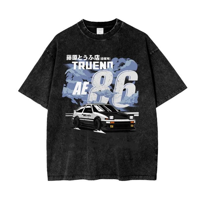 Trueno AE86 Toyota Vintage T-Shirt - Oversize and Heavyweight - Car Guy Holiday Gift - JDM Shirt, Toyota 86, Initial D Shirt, Takumi