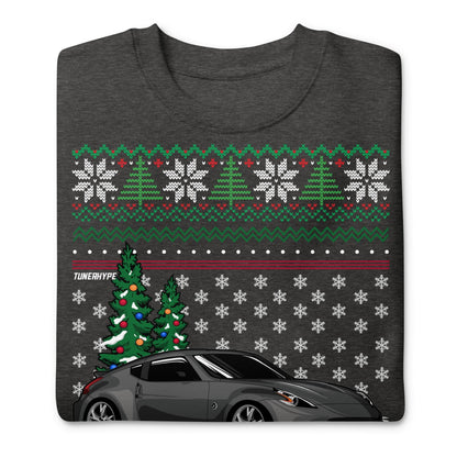 Pull de Noël moche - Nissan 370z en gris - Pull de Noël moche - Cadeau de vacances pour les passionnés de voitures, Cadeau de Noël amusant, Cadeau Nissan - Cadeau 350z